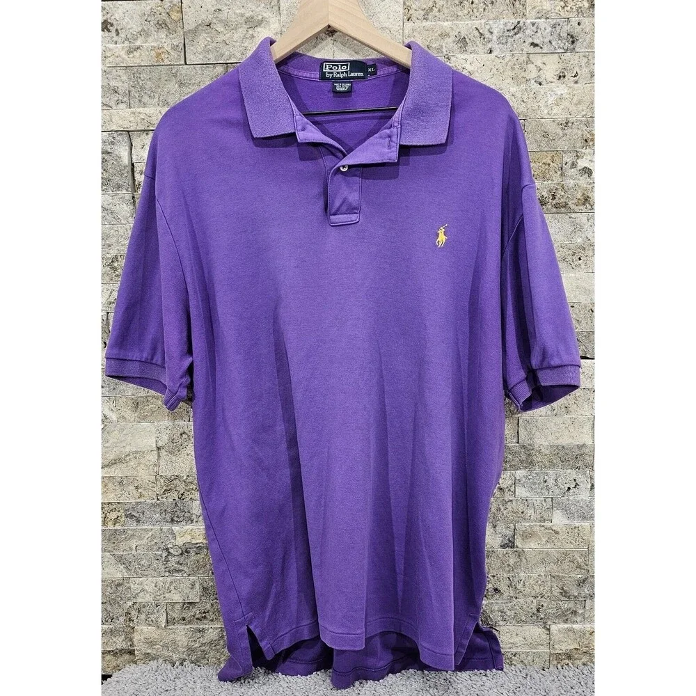 Ralph Lauren Purple Polo Shirt Men's XL 100% Cotton Embroidered Pony Golf Preppy